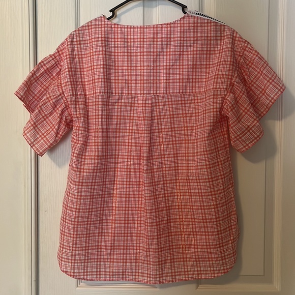 Michael by Michael Kors pink and white blouse with gold thread detail size small - Picture 4 of 6